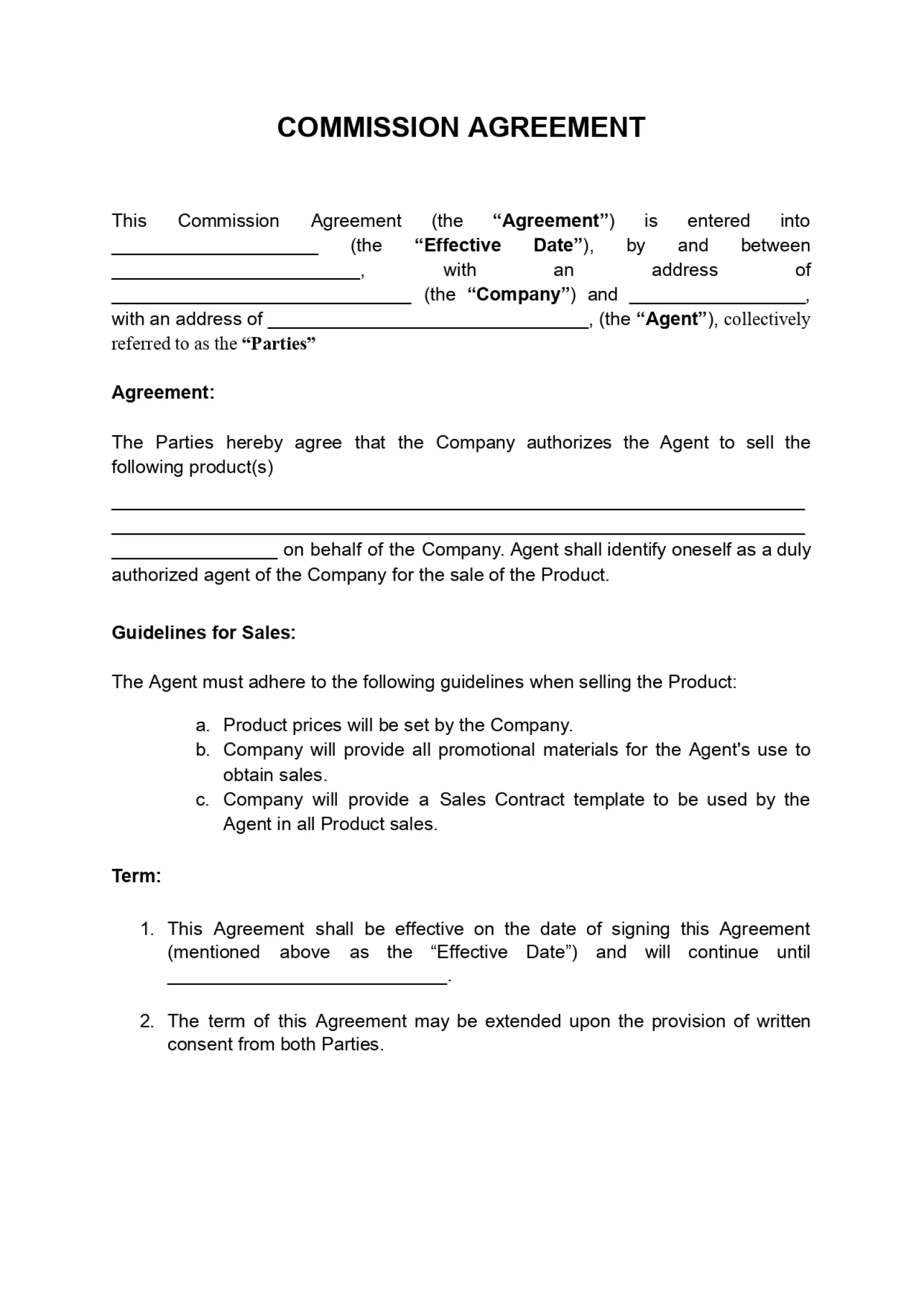 Free 2025 Sales Commission Agreement Template Free 2025 Sales Commission Agreement Template